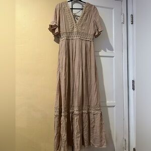 Women’s Wishlist long maxi Tan Dress size L